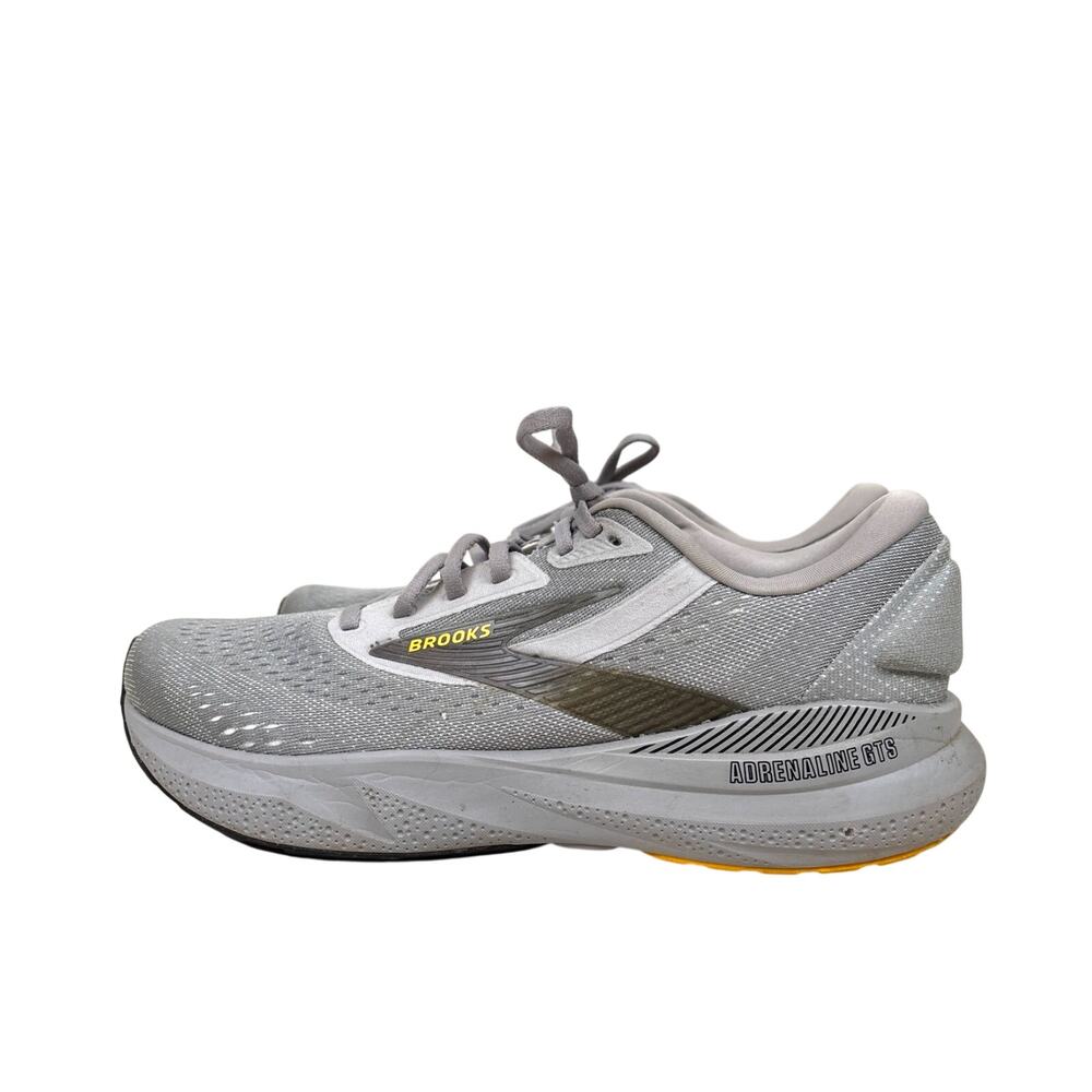 Brooks Mens 11 Adrenaline GTS 24 Gray Alloy White Gold Fusion Running Shoes